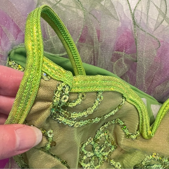 Curtain Call Costumes Dance Dress Up Play Fairy Child Size 12 Sequins Green - Picture 9 of 13
